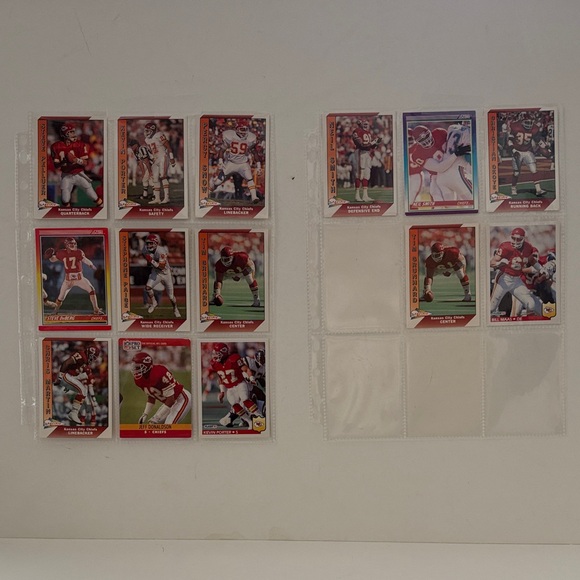 Lot of 14 Kansas City NFL Football Cards (sheets not included) pre-owned